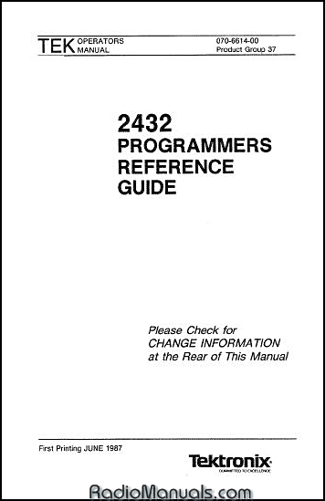 Tektronix 2432 Programmers Manual